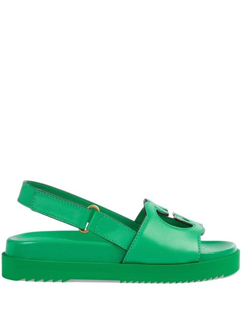 all green gucci slides|Gucci interlocking slides.